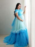 Sky purple color maternity gown
