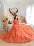 Orange Maternity Gown For photoshoot