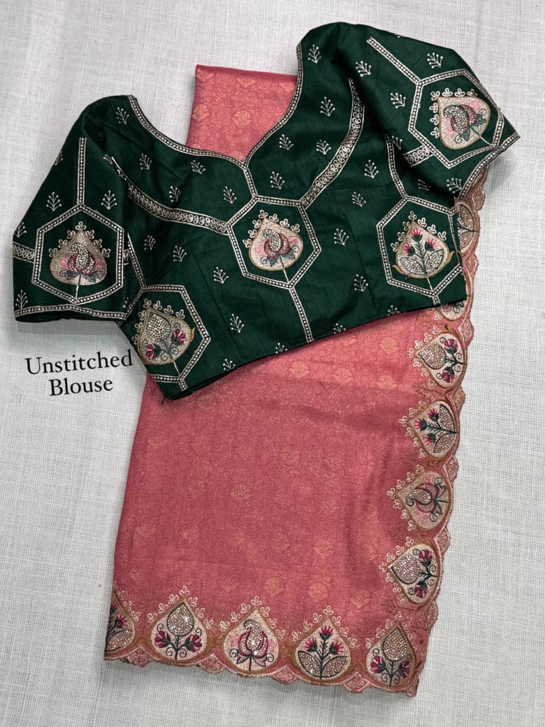 Viscose Satin Silk Jacquard Saree