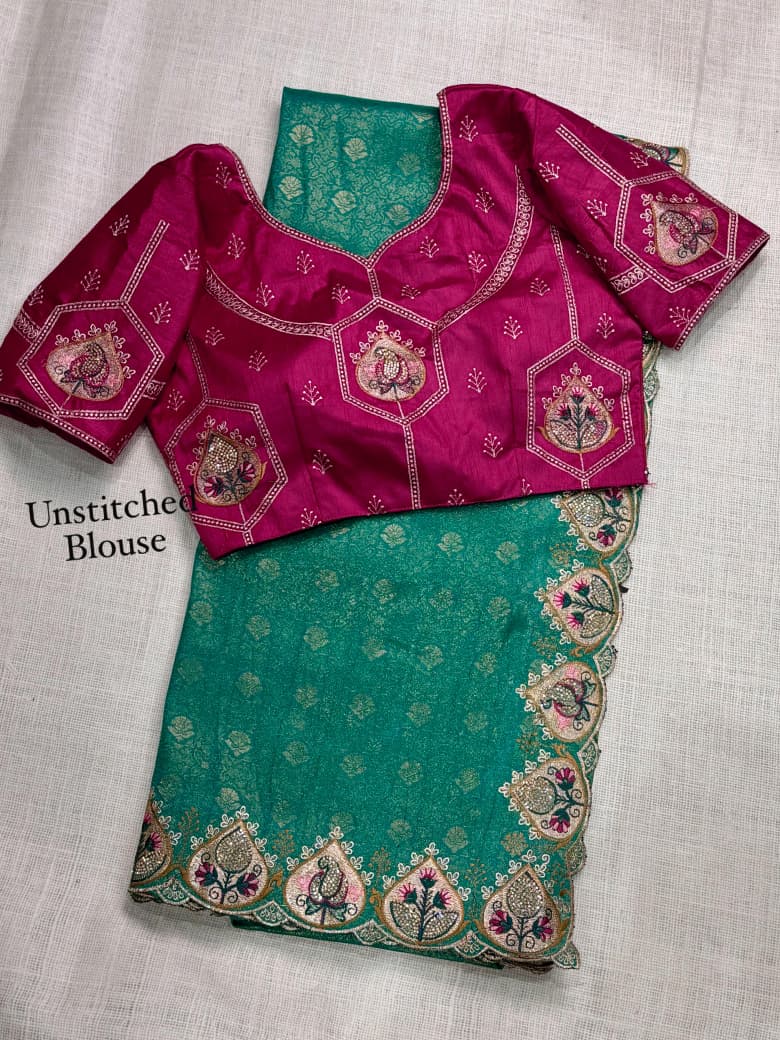 Viscose Satin Silk Jacquard Saree