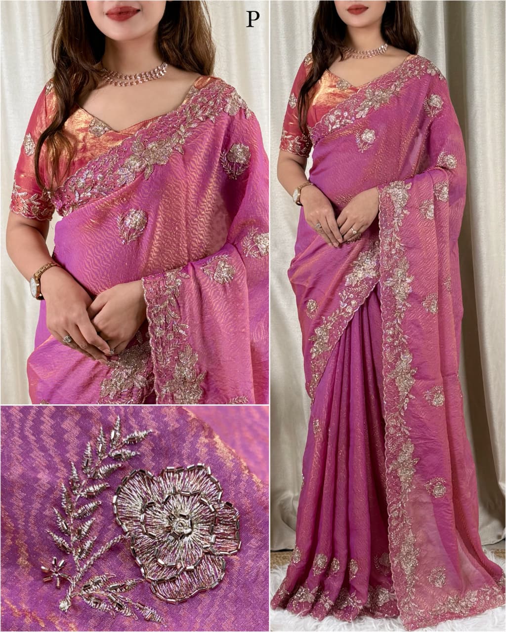 Fendy Satin Jacquard Party Wear Saree