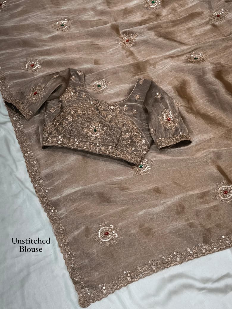 Rose gold color saree