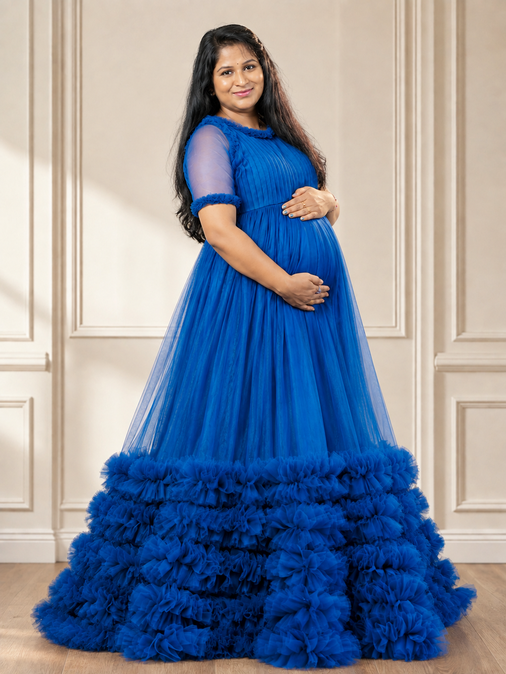 long navy blue maternity dress