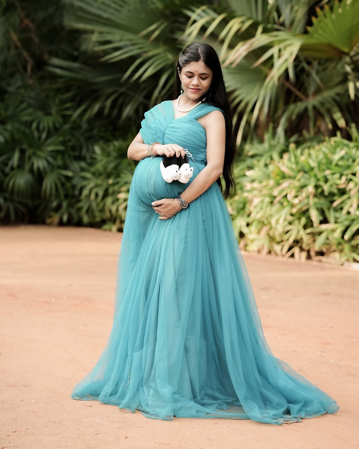pink blush maternity photoshoot dress