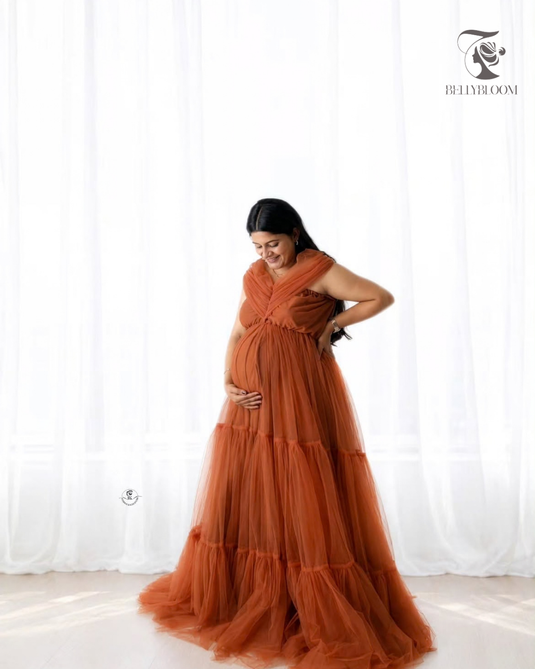 Orange Maternity Gown For photoshoot