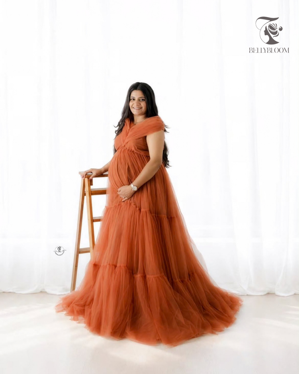 Orange Maternity Gown For photoshoot