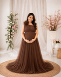 elegant brown color maternity gown for pregnancy