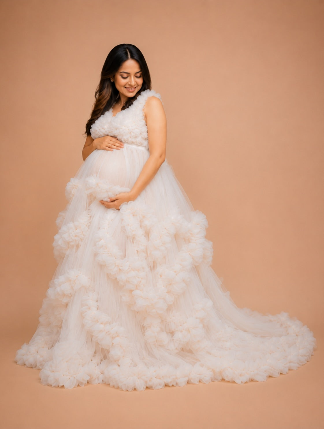 White Maternity Gown for Photoshoot