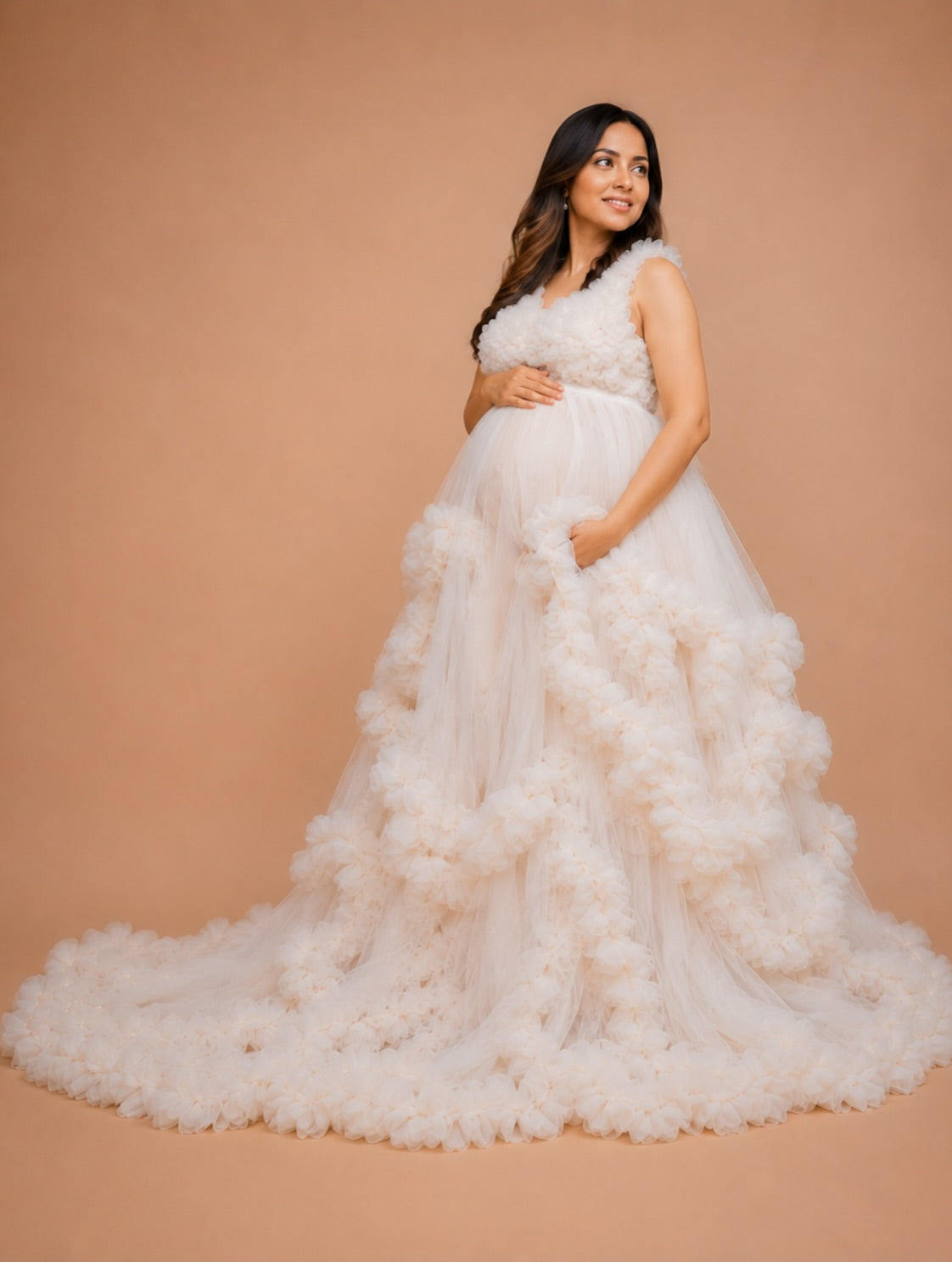White Maternity Gown for Photoshoot