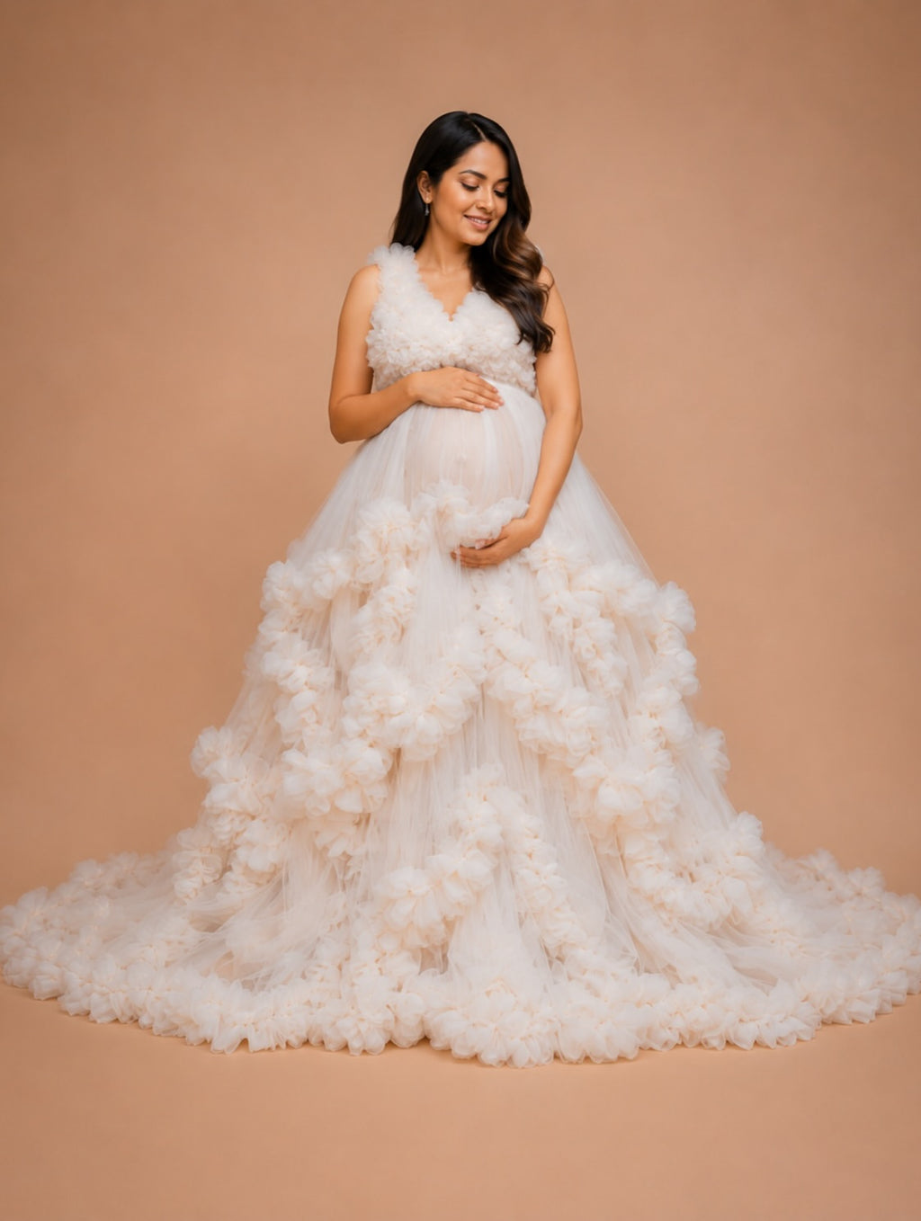 White Maternity Gown for Photoshoot