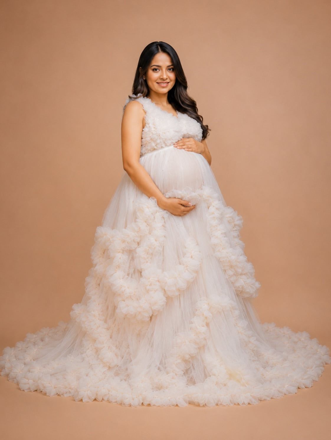 White Maternity Gown for Photoshoot