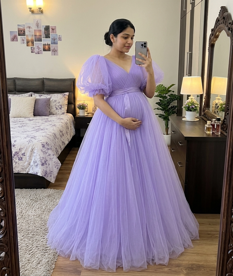 Best Lavender Color Maternity Gown