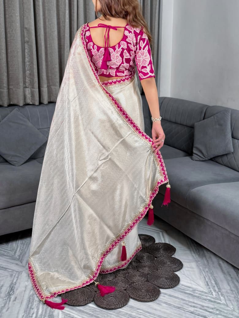 Pure Viscose Satin Saree