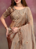 Rose gold color saree