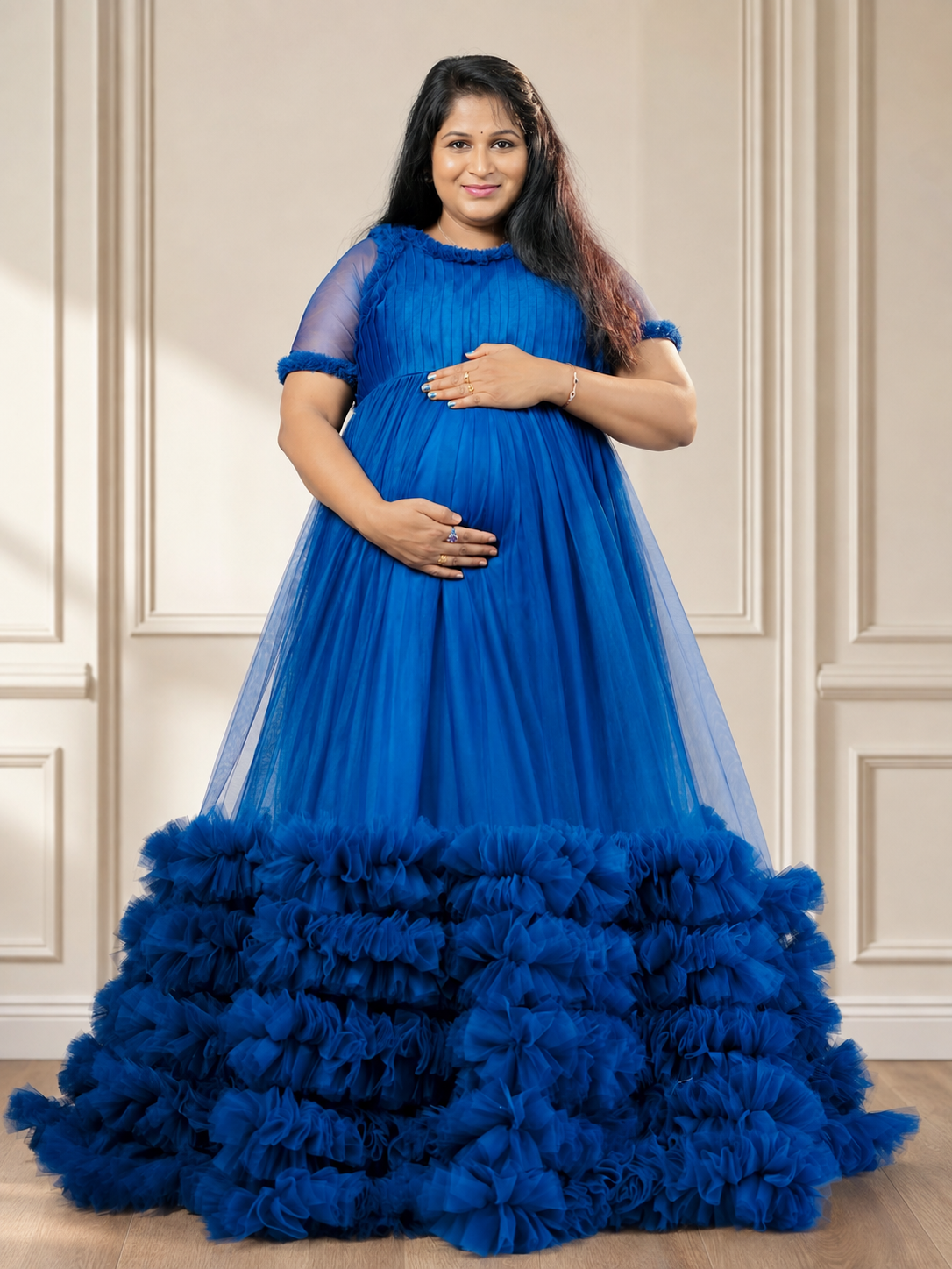 long navy blue maternity dress