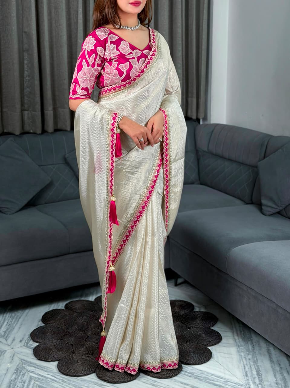 Pure Viscose Satin Saree