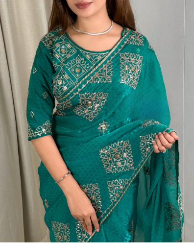 Fendy Satin Jacquard Saree