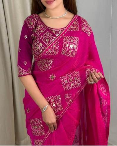 Fendy Satin Jacquard Saree