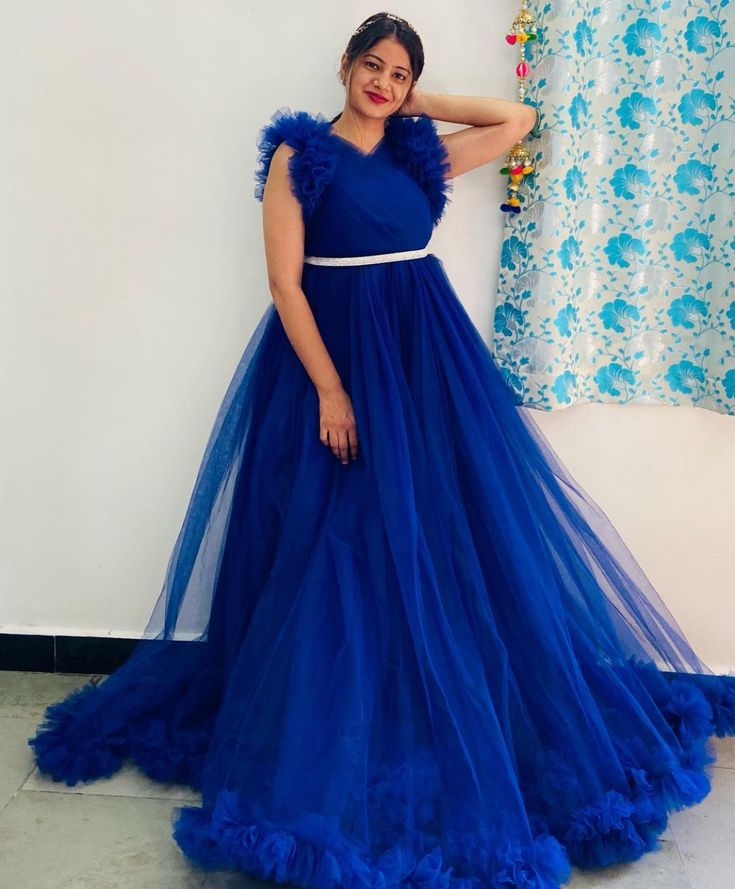 maternity blue color gown 