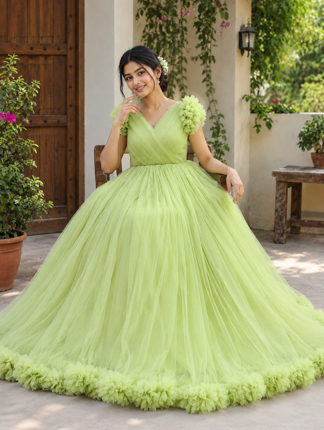 lime green gown