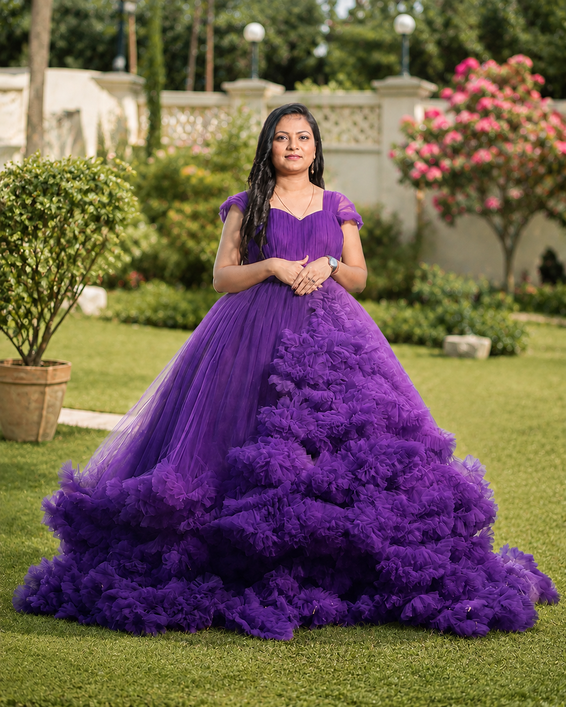 Purple Color Maternity gown For pregnant Women