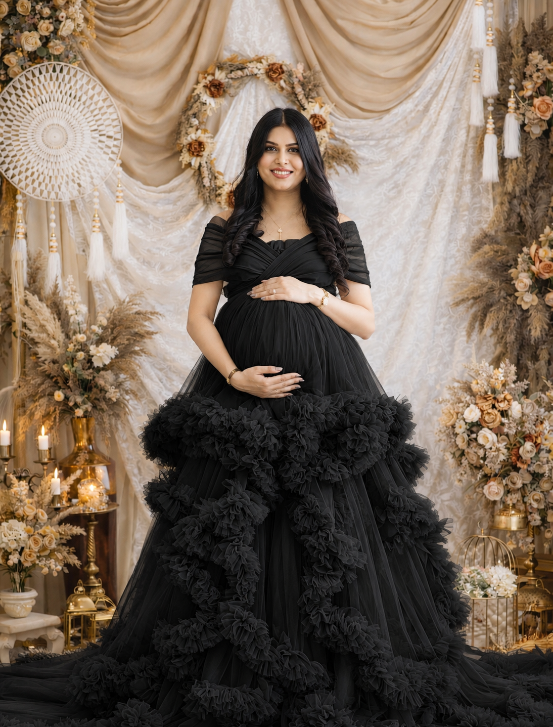 black maternity photoshoot dress