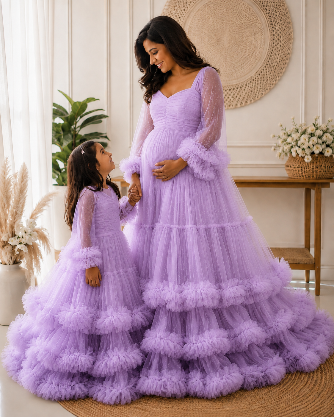  Lavender Color Combo Maternity Gown