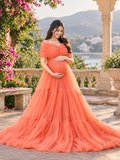  orange beautiful gown for photoshoot