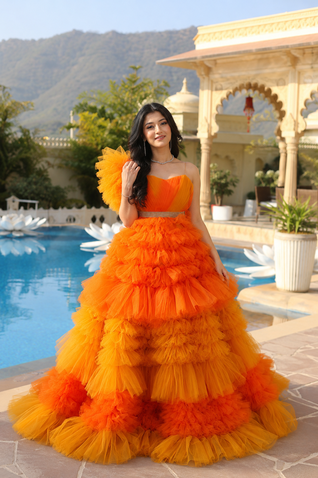  burnt orange maternity gown