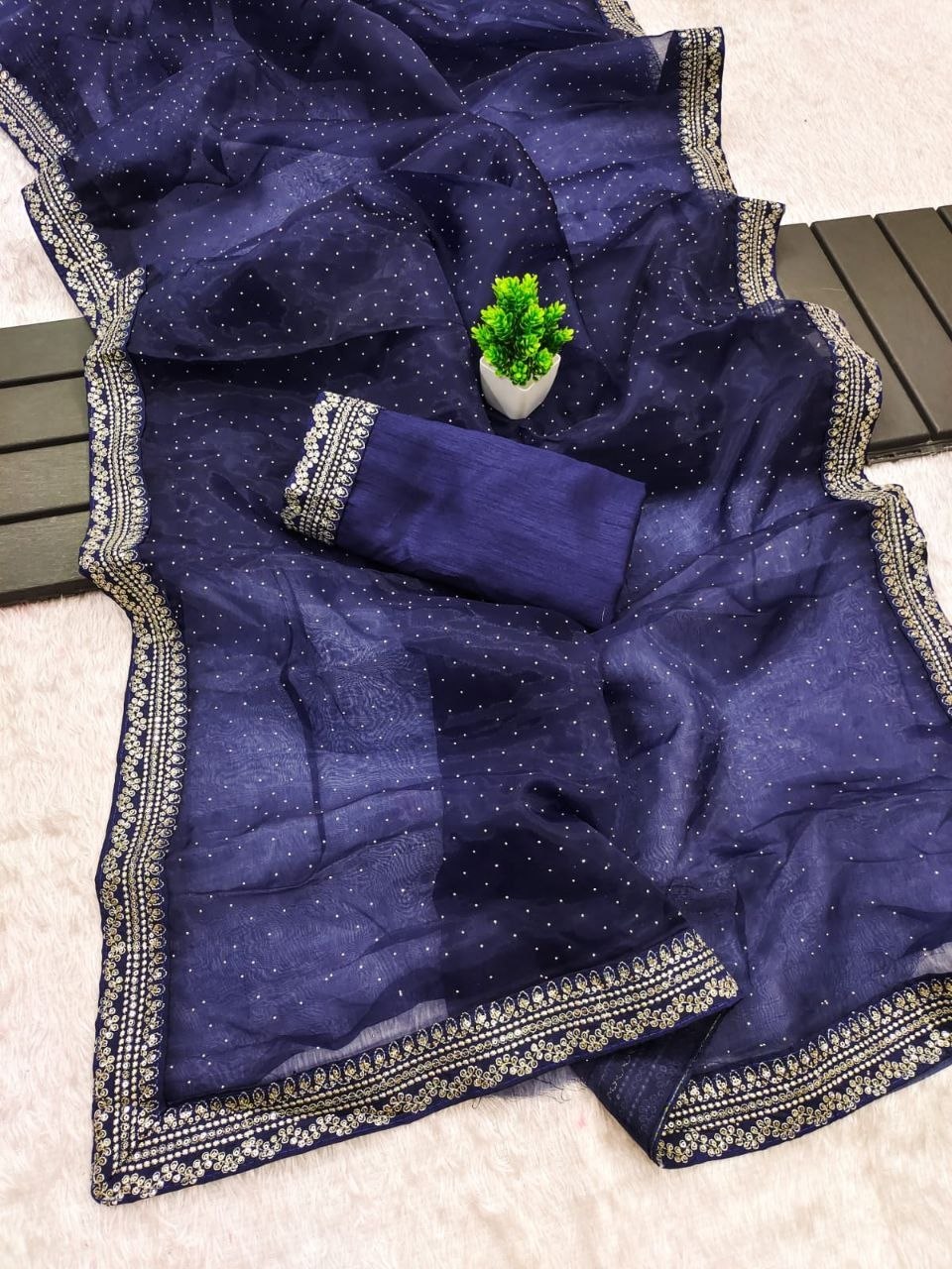 blue colour soft silk saree