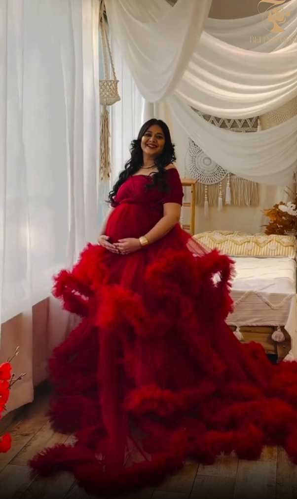 red colour gown for women
