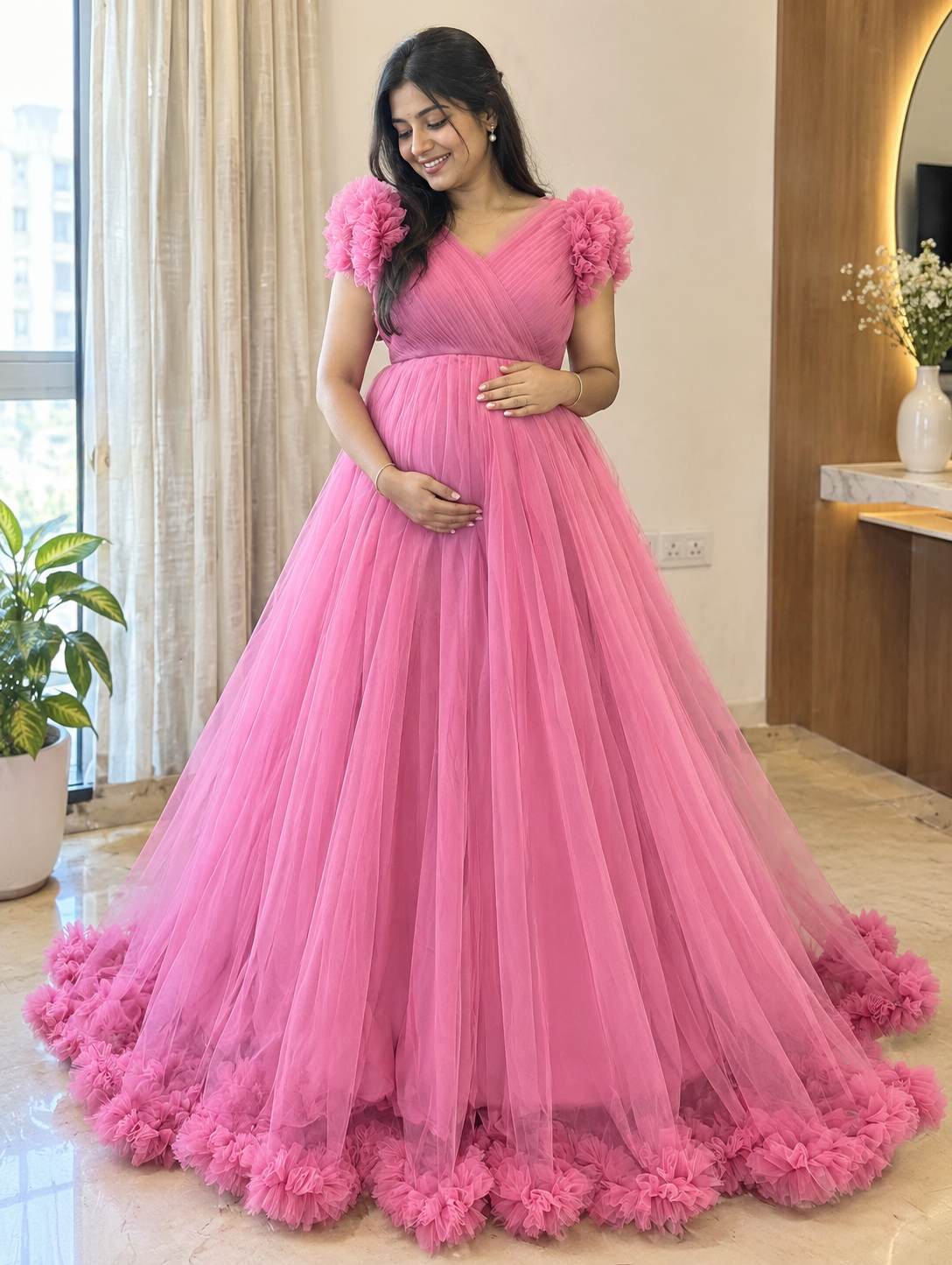 ladies gown pink colour