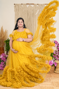Yellow color gown for pregnant women