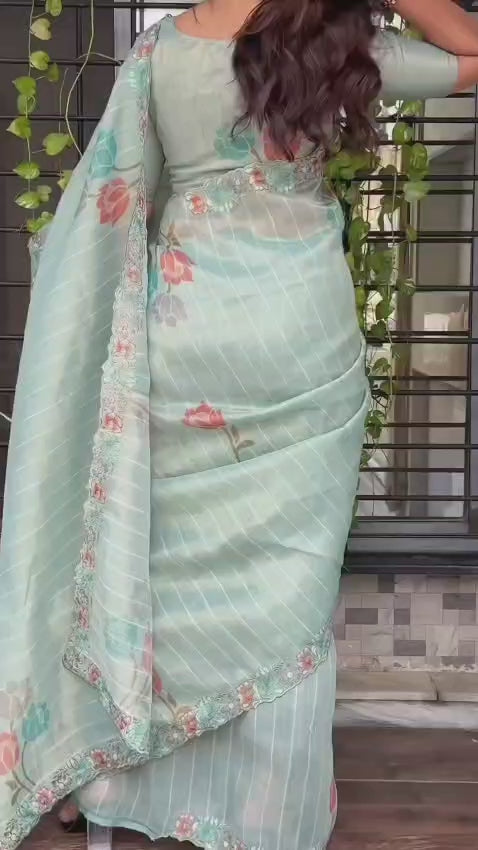 Glass Tissue Organza Saree