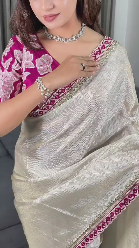 Pure Viscose Satin Saree