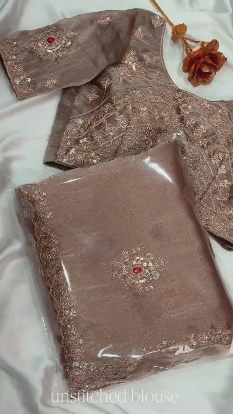 Rose gold color saree