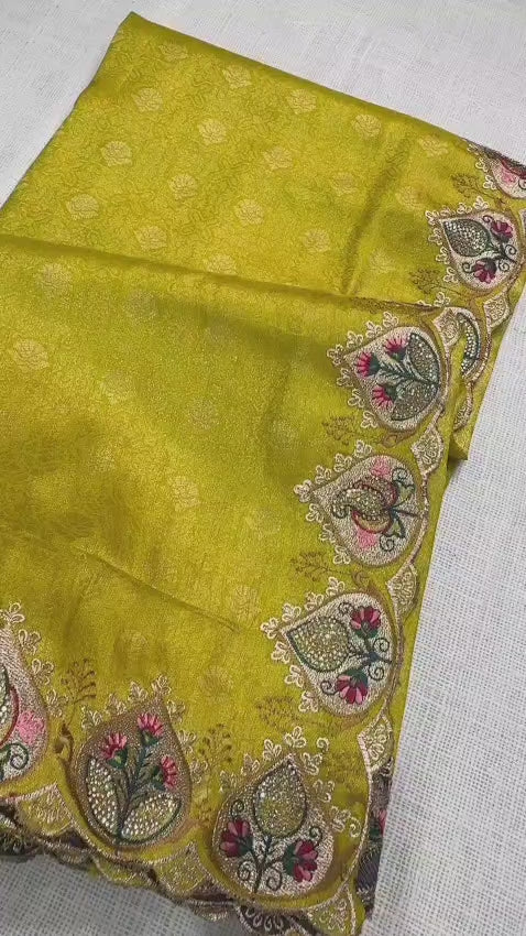 Viscose Satin Silk Jacquard Saree