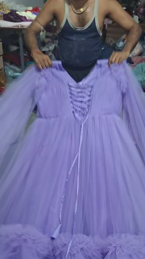 sky blue colour ball gown