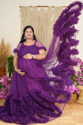 purple color gown for pregnant women