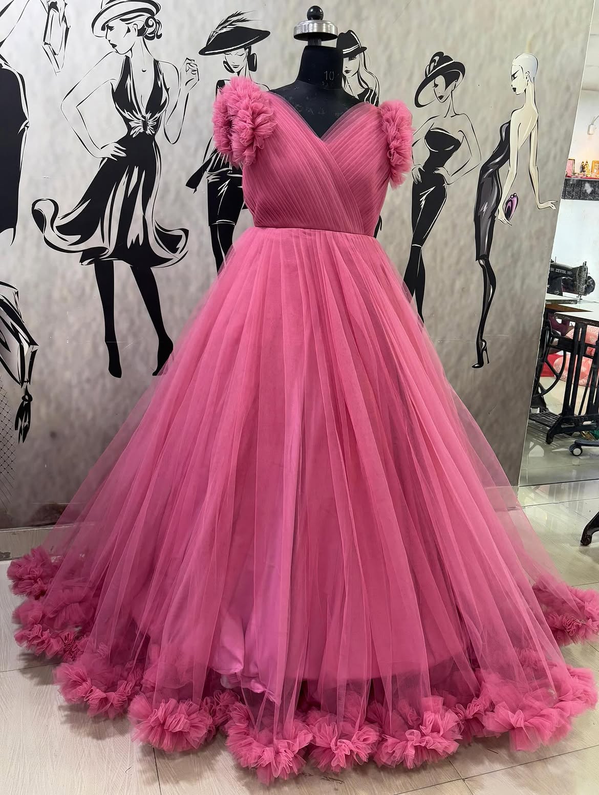 pink colour gown