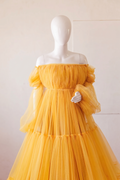 light yellow color long gown